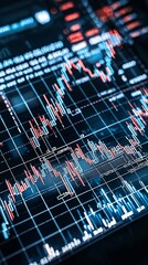 Poster - Financial market crash with graphs showing falling interest rates and economic decline