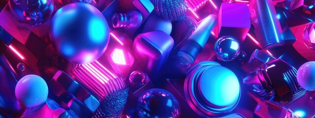 Leinwandbilder - Abstract background featuring various elements created through 3D illustration and rendering