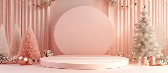 Aufkleber - Festive product showcase podium with decorative backdrop in 3D rendering