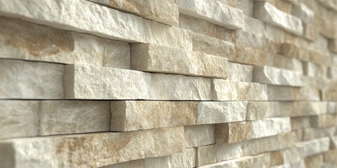 Aufkleber - Beige stone wall pieces and slabs for use as a product display background 3D illustration
