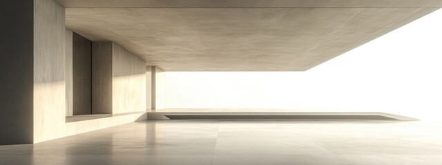 Poster - Abstract modern architecture design featuring an empty open interior space 3D rendering