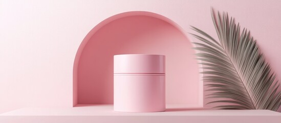 Aufkleber - Minimalist abstract scene featuring a pink color design for a cosmetic or product display pedestal rendered in 3D