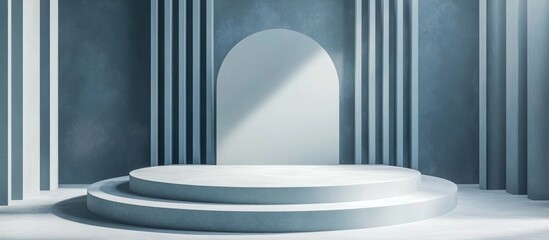 Wall Mural - Abstract geometric scene with podium in 3D rendering