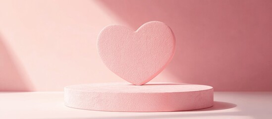 Poster - Minimal heart shaped background mockup podium Pedestal scene for product display 3D rendering