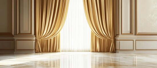 Poster - Elegant gold curtains for interior decoration