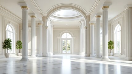 Aufkleber - Classic semicircular interior design featuring columns in 3D rendering