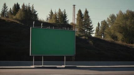 Blank billboard with a green screen mockup