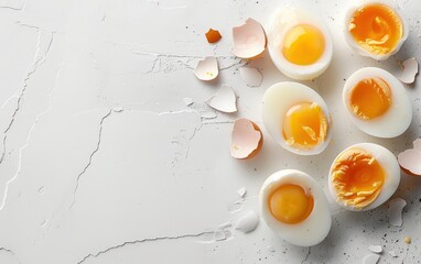 Wall Mural - Boiled Eggs on White Background