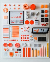 Poster - Vibrant Orange Color Palette with Dynamic Charts, an engaging visual display of orange hues complemented by informative data representations.
