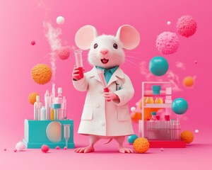 Poster - Joyful Sci-Fi Character, a vibrant 3D cartoon figure, exuding happiness with colorful attire, futuristic elements, and a playful demeanor.