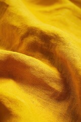 Aufkleber - Yellow fabric close-up shows woven material with subtle pattern. Wrinkled texture adds depth to image. Blurred background focuses on fabric. Perfect for fashion, textile, or design projects.