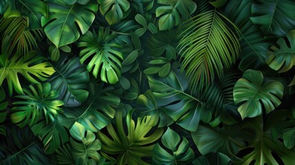 Canvas Print - Abstract tropical green foliage texture background