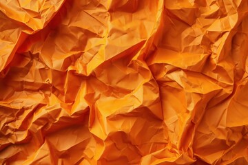 Aufkleber - Crumpled orange paper texture background with rough surface. Close-up view of folded and creased orange sheet. Ideal for design, art, or creative projects. Use as poster, flyer, or packaging material.