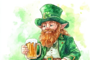 Leprachaun. Cartoon Illustration of Green-clad Elf Celebrating St. Patrick's Day Festival