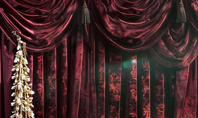 Canvas Print - Plush Velvet Theater Curtain Texture Background, Video