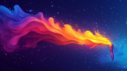 Wall Mural - Torch of Colorful Flame in Space Generative AI