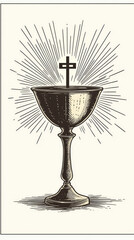 A Divine Symbol: A Chalice with a Cross, Radiating Light and Faith