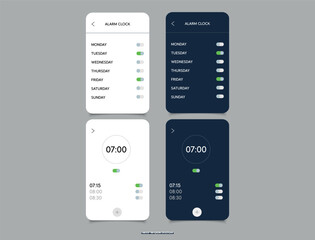 Alarm clock app smartphone interface vector template. Assistant Alarm Clock Template