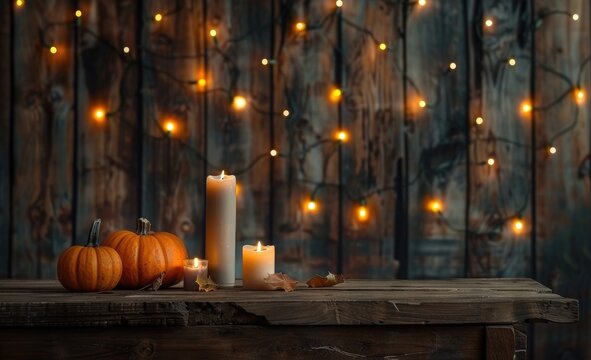 Halloween background with dark forest, night sky and pumpkins on ground, spooky Hight quality illustration, highly detailed