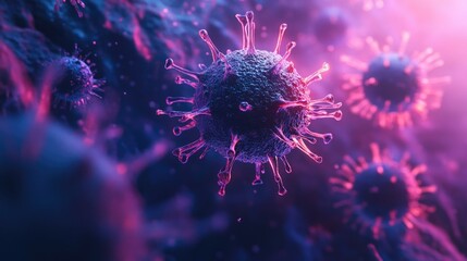 Poster - Coronavirus covid-19 cell floating in a microscopic view
