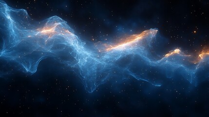 Wall Mural - Abstract blue and orange nebula with a starry background.