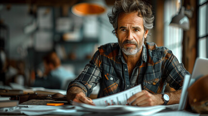 Wall Mural - business man advising a man on his finances in an office.