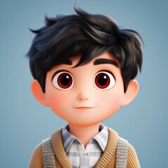 Poster - A charming yearold boy, crafted as a 3D character, featuring vibrant colors and soft lighting in a captivating design.