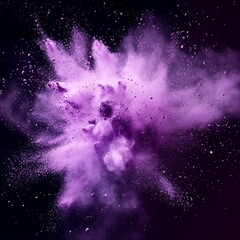 A minimal purple powder explosion background that creates a captivating and unique visual impact. The purple powder spreads out in a beautiful pattern, showing a sense of movement and energy. The mini