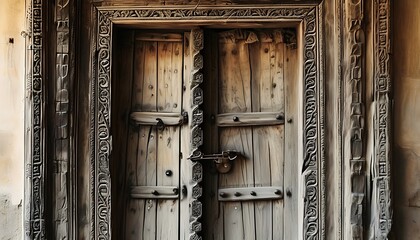 Sticker - old wooden door