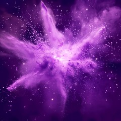 A minimal purple powder explosion background that creates a captivating and unique visual impact. The purple powder spreads out in a beautiful pattern, showing a sense of movement and energy. The mini