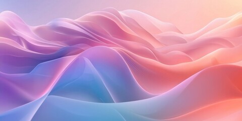 Canvas Print - Captivating Digital Landscape with Smooth Flowing Waves and Vibrant Pastel Gradients