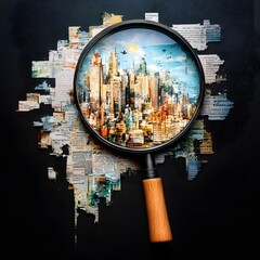 Wall Mural - Cityscape Through a Magnifying Glass.