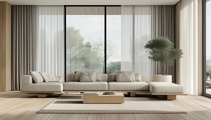 Sticker - modern living room with window