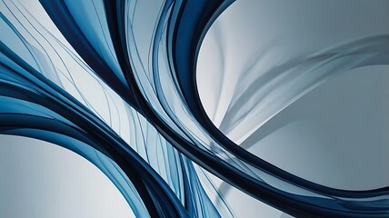 Wave Like Blue Curves in Modern, Minimalist Digital Artwork