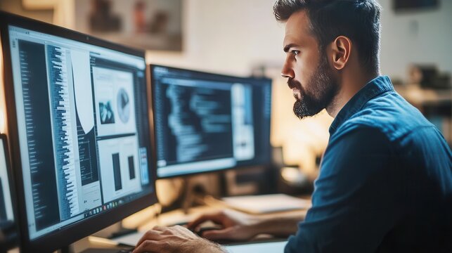 Designer Crafting Interactive Layout Elements for Print Media in a Modern Workspace