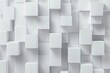 © hassan - Abstract 3d white cube boxes with random shifting patterns, geometric block design for background, wallpaper, or banner with copy space