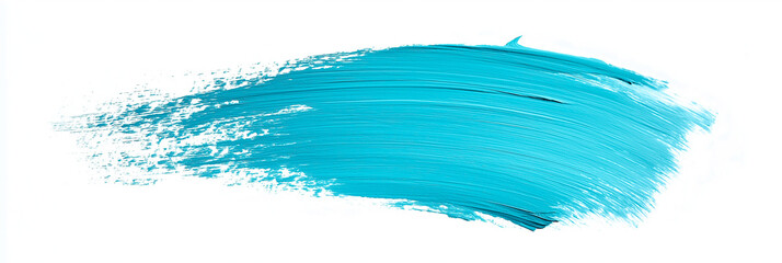 Wall Mural - bright light blue brush stroke of paint on white background