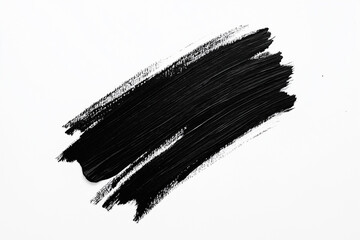 bright black brush stroke of paint on white background