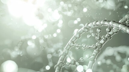 Canvas Print - Molecular structure and chain of DNA close-up on green background