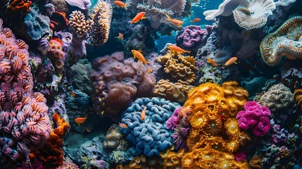 Wall Mural - vibrant coral reef teeming with diverse marine life and vivid textures