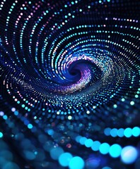 Canvas Print - Mesmerizing Spiral Tunnel of Glowing Lights in a Futuristic Digital Background