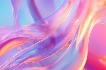 Canvas Print - Smooth Fluid Shapes in Vibrant Pastel Tones   Surreal Digital Artwork