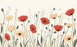 © Zaleman - An ivory and red field of stylized poppy flowers