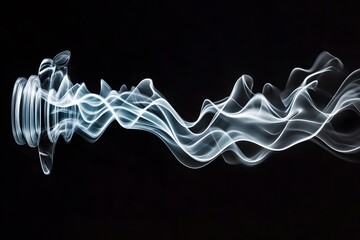 Canvas Print - Abstract White Smoke Waves on Black Background.