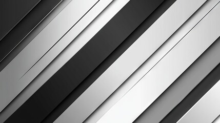 Wall Mural - Sleek white and silver gradient background with light gray and black tones, featuring soft diagonal lines and metal texture, perfect for modern tech designs, digital templates, and minimalist abstract