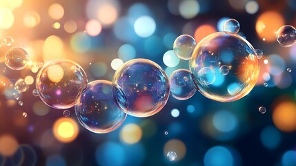 Wall Mural - Abstract Bubbles with Bokeh Background.