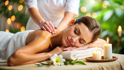 Poster -  spa body massage woman hands treatment