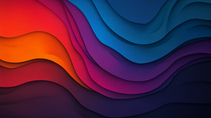 Poster - Vibrant layered paper abstract landscape featuring bold colors and intricate paper-like textures.suitable for wallpaper, poster, banner, etc.