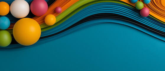 Poster - Vibrant layered paper abstract landscape featuring bold colors and intricate paper-like textures.suitable for wallpaper, poster, banner, etc.