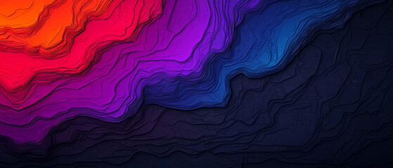Poster - Vibrant layered paper abstract landscape featuring bold colors and intricate paper-like textures.suitable for wallpaper, poster, banner, etc.